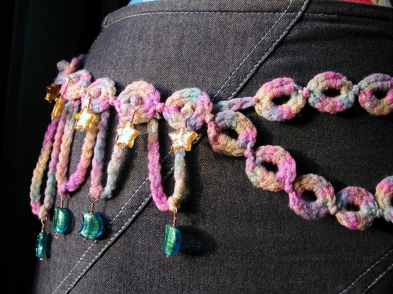 KoSmos Belt-and-Necklace with Murano Glass Beads - Cintura-collana con perle in vetro di Murano "KoSmos"
