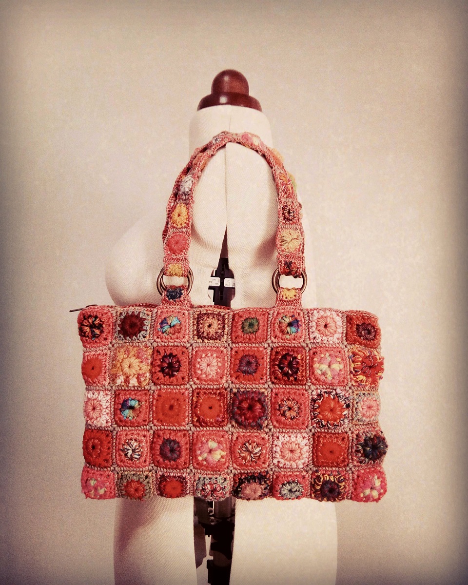 Hortensia Fiber Art Tote Bag - Borsa tote fiber art “Ortensia”